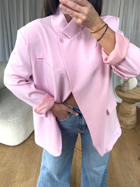 BLAZER CROISÉ ROSE