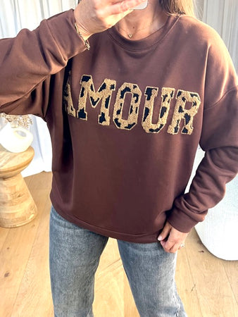 SWEAT AMOUR LÉOPARD CHOCO