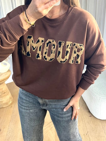SWEAT AMOUR LÉOPARD CHOCO
