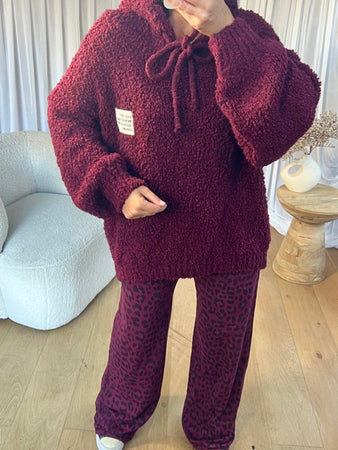 PULL MAILLE CAPUCHE BORDEAU