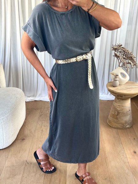 ROBE T-SHIRT GRIS DÉLAVÉ