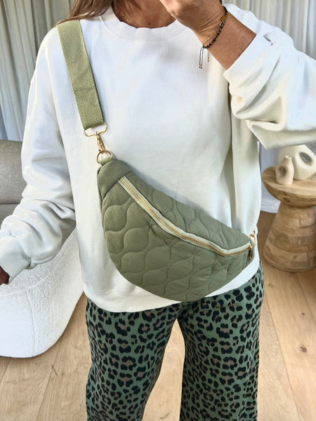 SAC BANANE MATELASSÉ KAKI