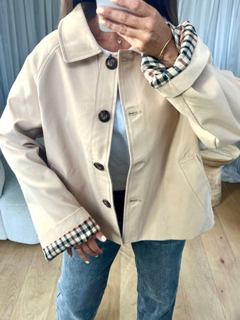 TRENCH COURT VICHY BEIGE