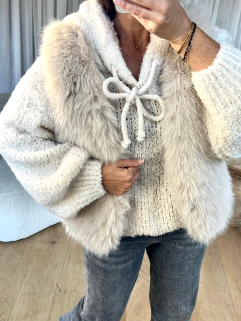 GILET FOURRURE ÉCRU