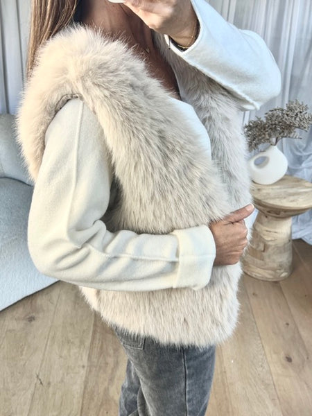 GILET FOURRURE ÉCRU