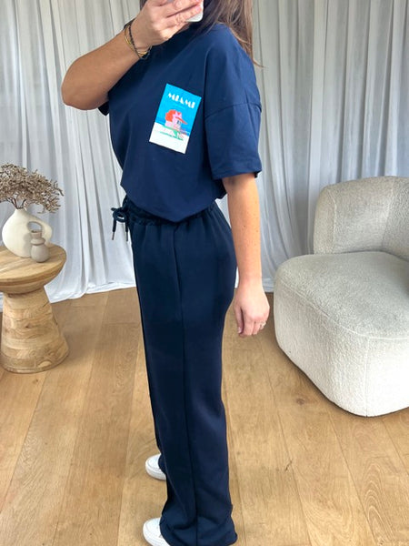 PANTALON AMPLE PINCE MARINE