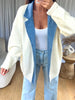 GILET COL REVERS DENIM ÉCRU