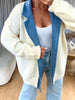 GILET COL REVERS DENIM ÉCRU