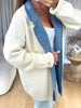 GILET COL REVERS DENIM ÉCRU