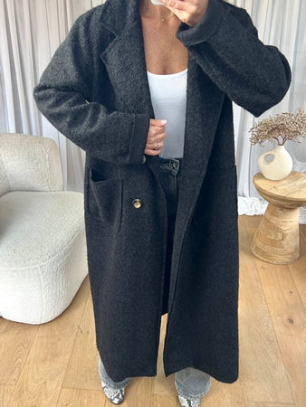 MANTEAU FEUTRINE BOUTONS NOIR