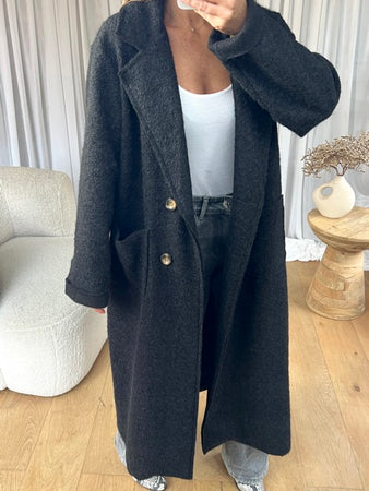 MANTEAU FEUTRINE BOUTONS NOIR