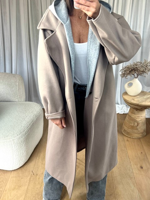 MANTEAU HENRI CAPUCHE TAUPE