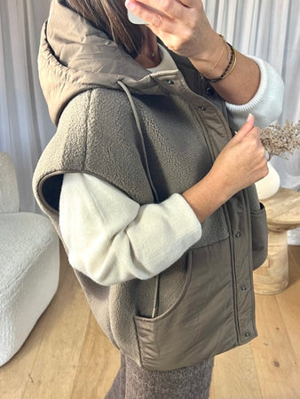 VESTE MARION CAPUCHE TAUPE