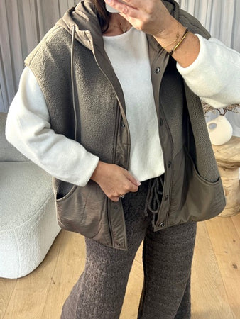 VESTE MARION CAPUCHE TAUPE