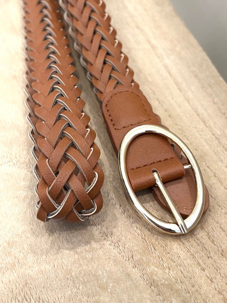 CEINTURE TRESSE OVALE CAMEL