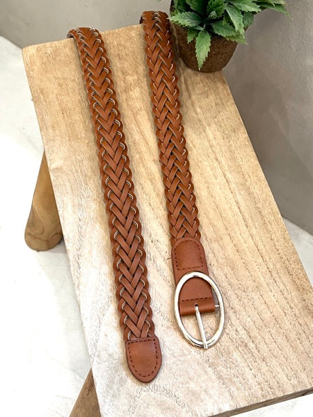 CEINTURE TRESSE OVALE CAMEL