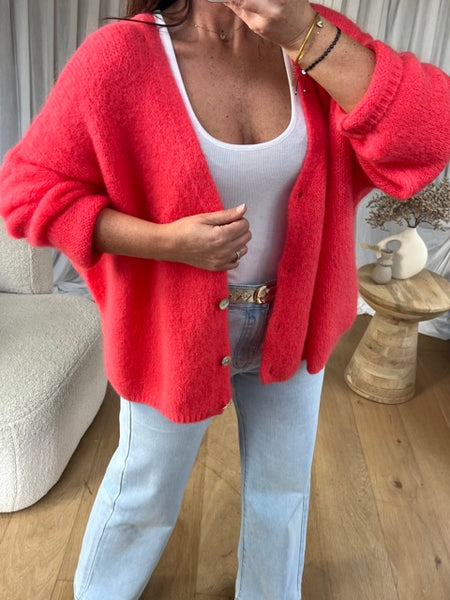 GILET OVERSIZE MOHAIR CORAIL