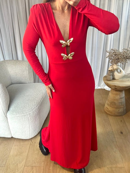 ROBE BUTTERFLY ROUGE