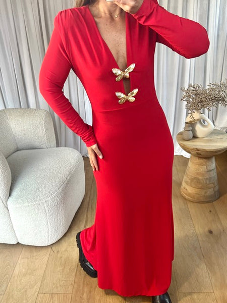 ROBE BUTTERFLY ROUGE