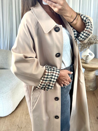 TRENCH LONG VICHY BEIGE