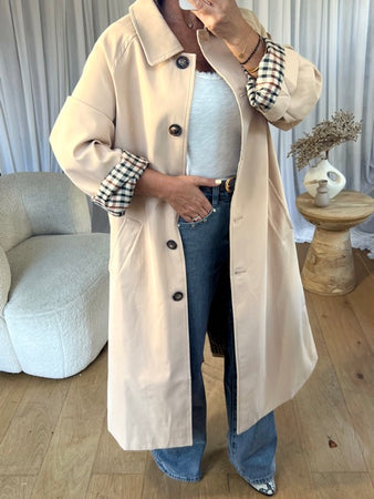 TRENCH LONG VICHY BEIGE