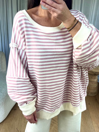 SWEAT MARINIÈRE OVERSIZE ROSE