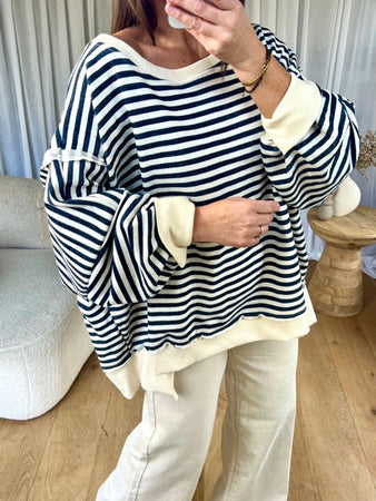 SWEAT MARINIÈRE OVERSIZE MARINE