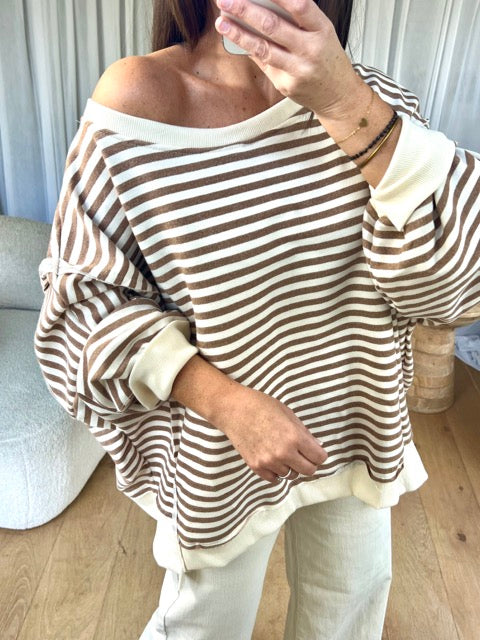 SWEAT MARINIÈRE OVERSIZE CAMEL