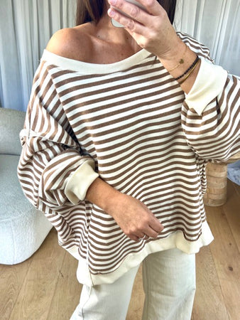 SWEAT MARINIÈRE OVERSIZE CAMEL