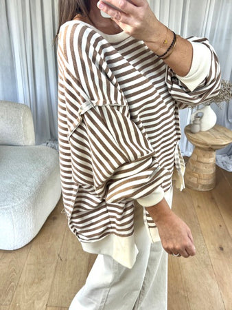 SWEAT MARINIÈRE OVERSIZE CAMEL