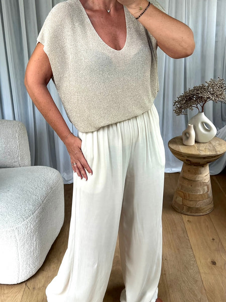 T-SHIRT LUREX BEIGE