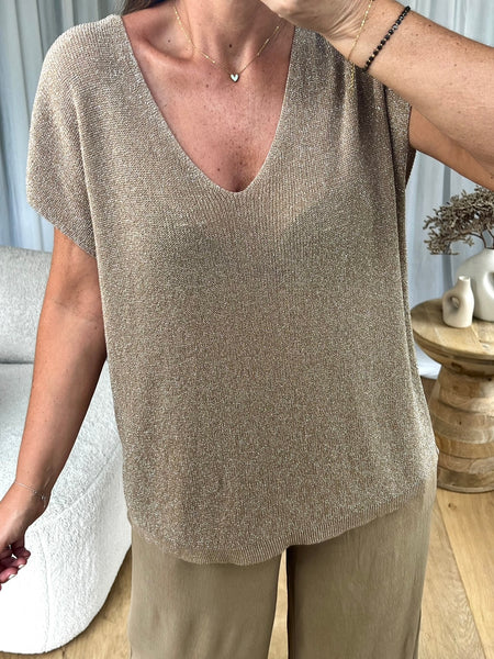 T-SHIRT LUREX CAMEL