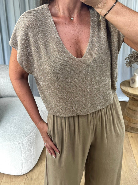T-SHIRT LUREX CAMEL
