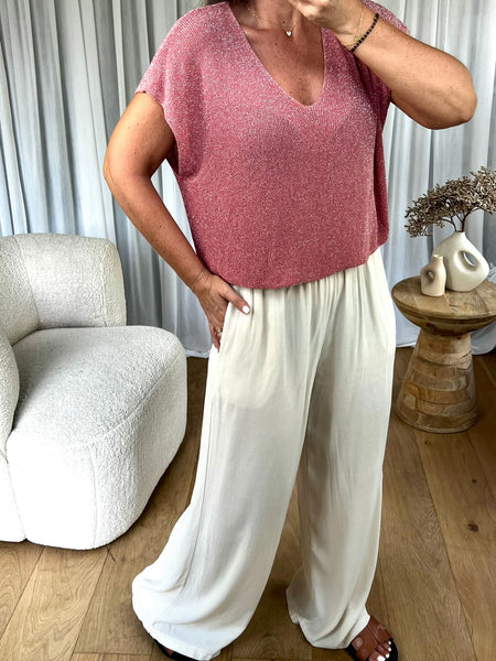 T-SHIRT LUREX ROSE