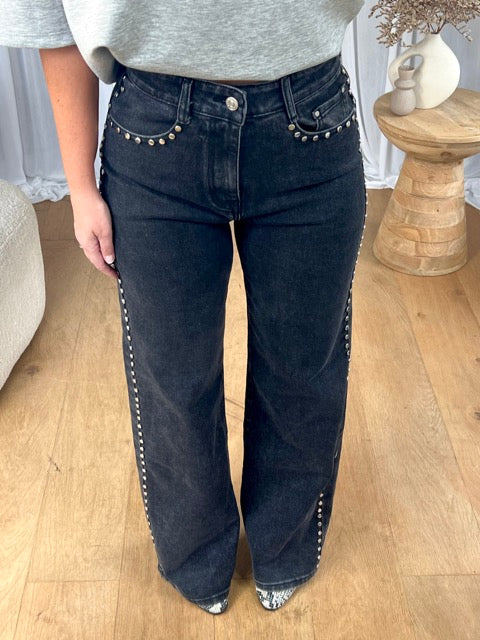 JEANS FOLK CLOUS NOIR