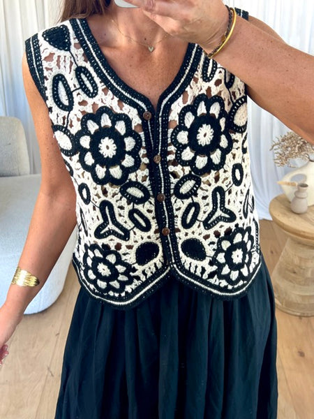 GILET CROCHET NOIR