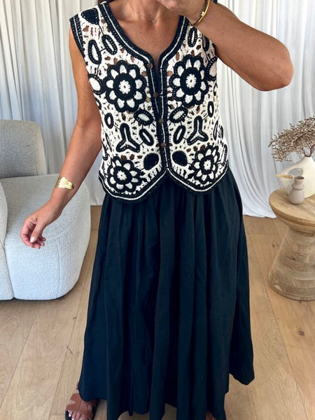 GILET CROCHET NOIR