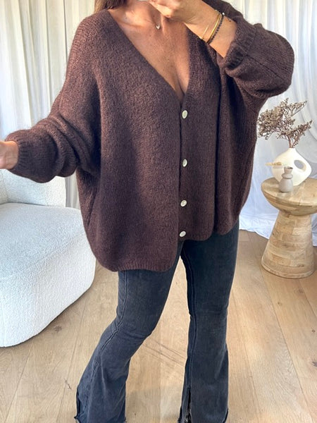 GILET OVERSIZE MOHAIR CHOCO