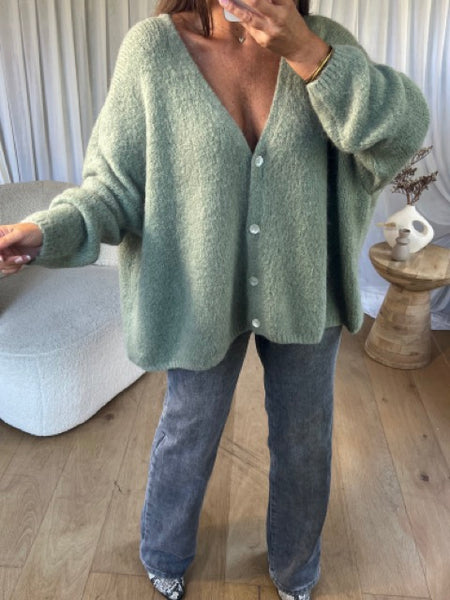 GILET OVERSIZE MOHAIR KAKI