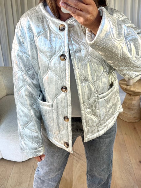 VESTE MATELASSÉE ARGENT