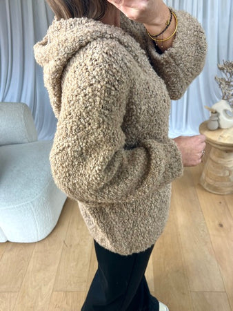 PULL COSY CAPUCHE TAUPE
