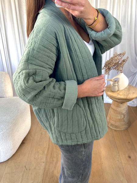 VESTE GAZE DE COTON KAKI