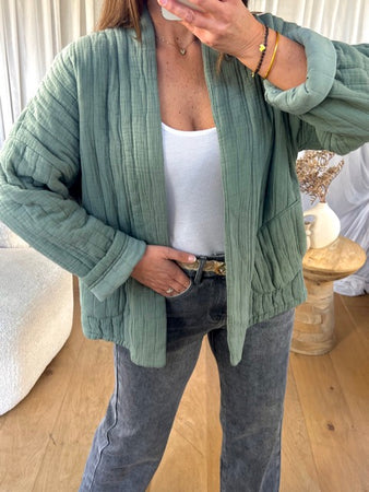 VESTE GAZE DE COTON KAKI