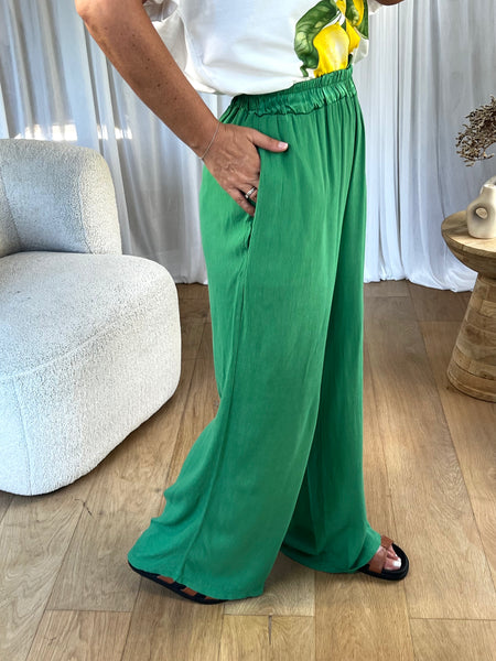 PANTALON MOUSSELINE VERT