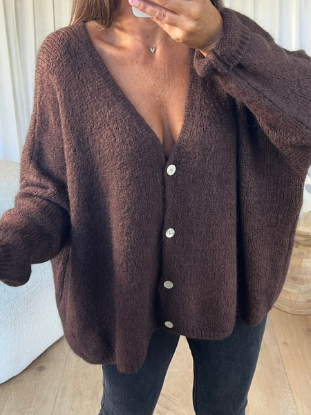GILET OVERSIZE MOHAIR CHOCO