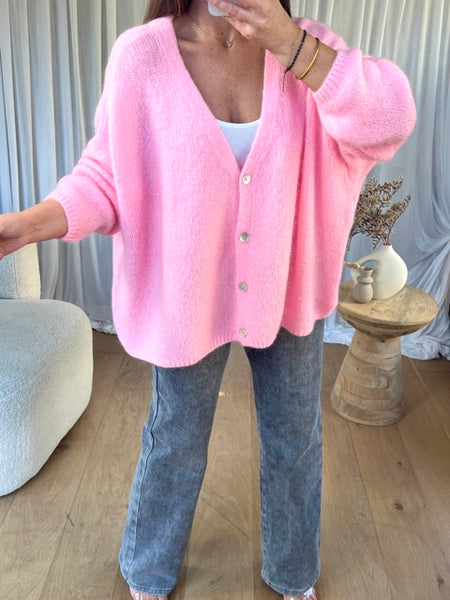 GILET OVERSIZE MOHAIR ROSE
