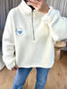 SWEAT ZIPPÉ COEUR BLANC
