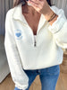 SWEAT ZIPPÉ COEUR BLANC
