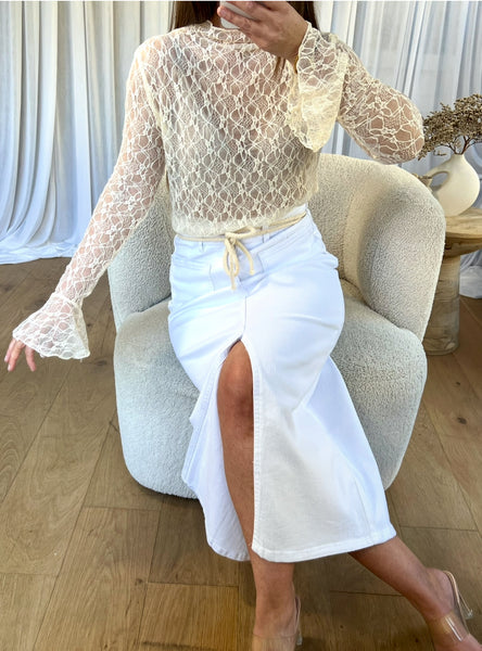 JUPE EN JEANS KENZA BLANC