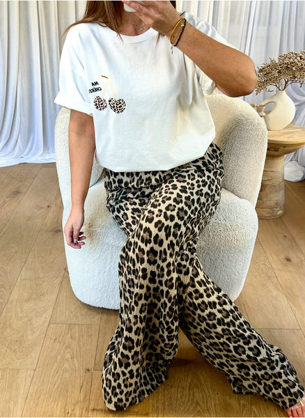 PANTALON GAZE LÉOPARD BEIGE